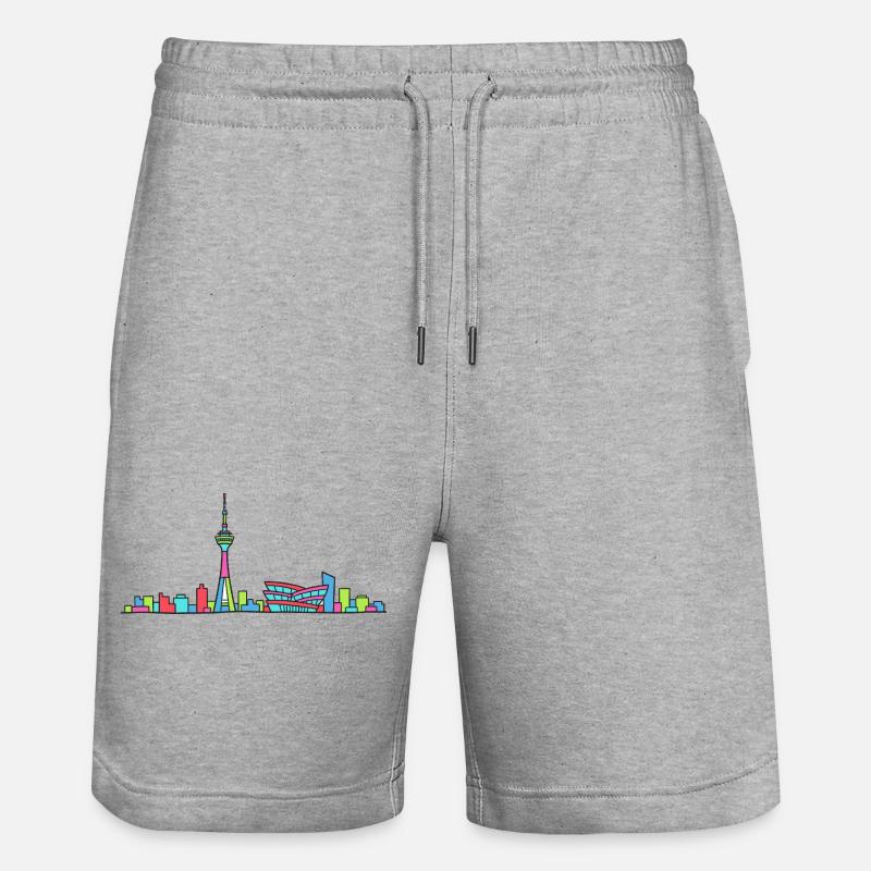 Stuttgarter Stadtskyline Fernsehturm Moderne Linienzeichnung - Stanley/Stella Unisex Bio Joggingshorts Trainer  - Grau meliert