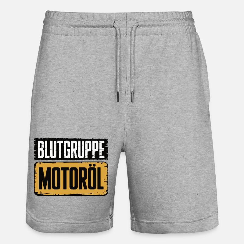 Blutgruppe Motoröl Schrauber Design - Stanley/Stella Unisex Bio Joggingshorts Trainer  - Grau meliert