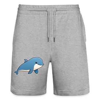 Blue dolphin – friendly sea friend - Stanley/Stella Trainer Unisex Organic Jogging Shorts - heather grey - Front - Nik (191cm) & Marisol (170cm)