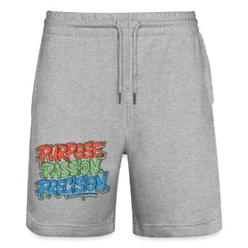 ER Nurse Purpose Passion Precision Frontline Nurse - Stanley/Stella Unisex Bio Joggingshorts Trainer  - Grau meliert - Vorne - Nik (191cm) & Marisol (170cm)