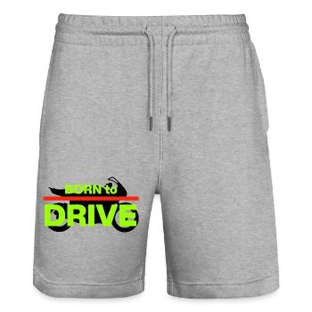 BORN TO DRIVE! MOTORRAD FAHRER - Stanley/Stella Unisex Bio Joggingshorts Trainer  - Grau meliert - Vorne - Nik (191cm) & Marisol (170cm)