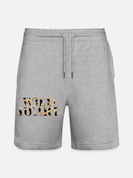 Wild Heart Leopard Print Shirt - Stanley/Stella Trainer Unisex Organic Jogging Shorts - heather grey