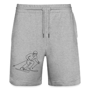 Skier Illustration - Stanley/Stella Trainer Unisex Organic Jogging Shorts - heather grey - Front - Nik (191cm) & Marisol (170cm)
