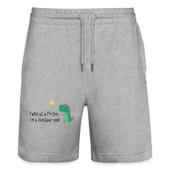 Failed as a Person – I’m a Dinosaur Now - Stanley/Stella Unisex Bio Joggingshorts Trainer  - Grau meliert - Vorne - Nik (191cm) & Marisol (170cm)