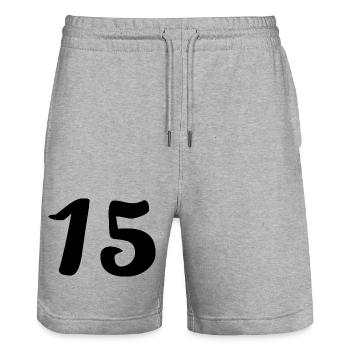 15. 15 ANS. 15e ANNIVERSAIRE. ANNIVERSAIRE 15 ANS. - Short de jogging bio TRAINER Stanley/Stella unisexe - gris chiné - Devant - Nik (191cm) & Marisol (170cm)