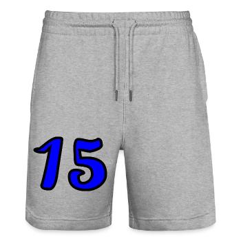 15. 15 YEARS. 15th ANNIVERSARY. 15 YEAR ANNIVERSARY. - Stanley/Stella Trainer Unisex Organic Jogging Shorts - heather grey - Front - Nik (191cm) & Marisol (170cm)