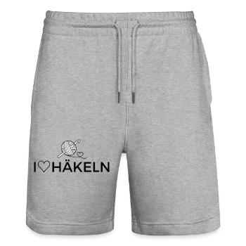 Ich liebe Häkeln - I love Häkeln - Stanley/Stella Unisex Bio Joggingshorts Trainer  - Grau meliert - Vorne - Nik (191cm) & Marisol (170cm)