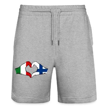 Italie Drapeau Finlande Mains Forme de cœur - Short de jogging bio TRAINER Stanley/Stella unisexe - gris chiné - Devant - Nik (191cm) & Marisol (170cm)