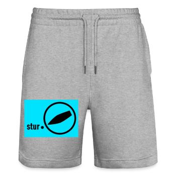 Switched to stubborn - Stanley/Stella Trainer Unisex Organic Jogging Shorts - heather grey - Front - Nik (191cm) & Marisol (170cm)