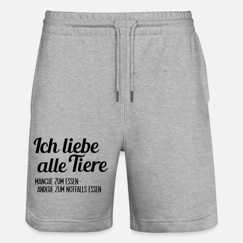 Ich liebe Tiere - Stanley/Stella Unisex Bio Joggingshorts Trainer  - Grau meliert