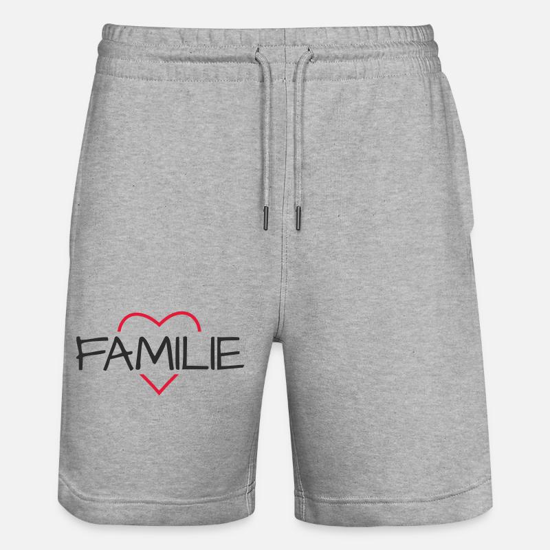 Cœur de famille Cadeau Amour - Short de jogging bio TRAINER Stanley/Stella unisexe - gris chiné