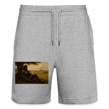 Chevalier à la lisière de la forêt - Short de jogging bio TRAINER Stanley/Stella unisexe - gris chiné - Devant - Nik (191cm) & Marisol (170cm)