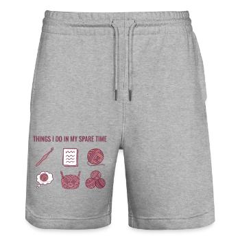 Things I Do In My Spare Time Funny Crochet Lover - Stanley/Stella Trainer Unisex Organic Jogging Shorts - heather grey - Front - Nik (191cm) & Marisol (170cm)