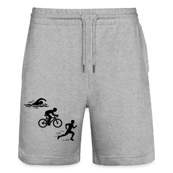 Triathlon Silhouette Triathlete - Stanley/Stella Trainer Unisex Organic Jogging Shorts - heather grey - Front - Nik (191cm) & Marisol (170cm)
