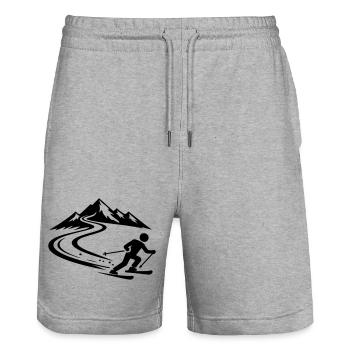 Piste de ski Mountains - Short de jogging bio TRAINER Stanley/Stella unisexe - gris chiné - Devant - Nik (191cm) & Marisol (170cm)