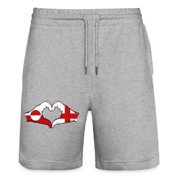 Drapeau du Groenland Angleterre Mains Forme de cœur - Short de jogging bio TRAINER Stanley/Stella unisexe - gris chiné - Devant - Nik (191cm) & Marisol (170cm)