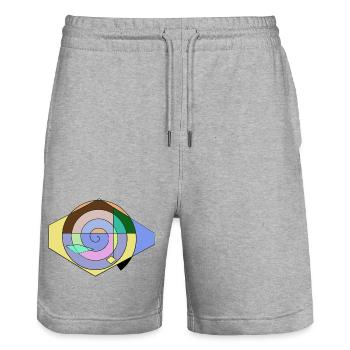 Spirale Farbspaß Geometrie - Stanley/Stella Unisex Bio Joggingshorts Trainer  - Grau meliert - Vorne - Nik (191cm) & Marisol (170cm)