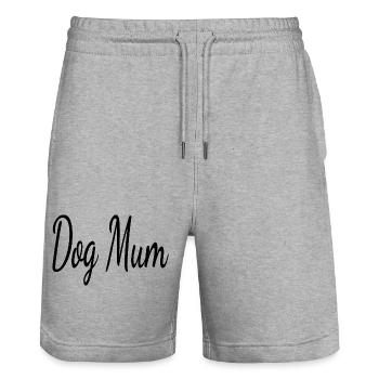 Dog Mom Minimalist–Elegantes Geschenk für Dog moms - Stanley/Stella Unisex Bio Joggingshorts Trainer  - Grau meliert - Vorne - Nik (191cm) & Marisol (170cm)