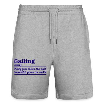 Segeln lustiger Spruch für Segler - Stanley/Stella Unisex Bio Joggingshorts Trainer  - Grau meliert - Vorne - Nik (191cm) & Marisol (170cm)