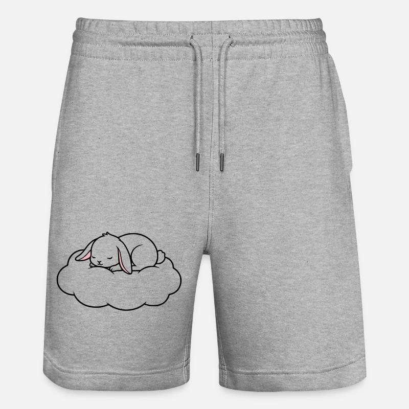 Sleeping Rabbit on Cloud Dream - Stanley/Stella Trainer Unisex Organic Jogging Shorts - heather grey