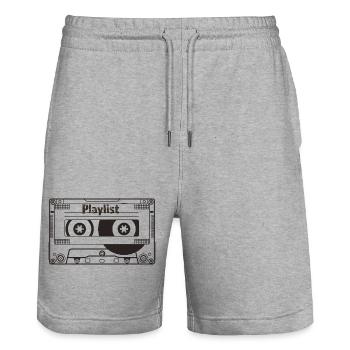 Cassette Retro Playlist - Stanley/Stella Trainer Unisex Organic Jogging Shorts - heather grey - Front - Nik (191cm) & Marisol (170cm)
