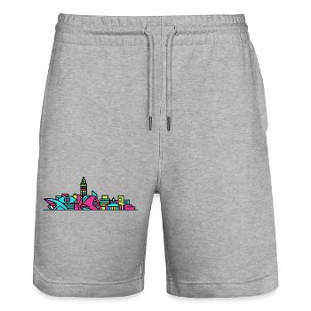 Valencia City Skyline Arts and Sciences Line Art - Stanley/Stella Trainer Unisex Organic Jogging Shorts - heather grey - Front - Nik (191cm) & Marisol (170cm)