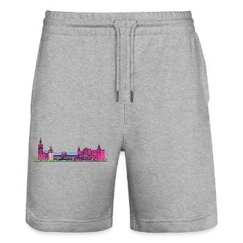 Skyline Plaza de España de la ville de Séville - Short de jogging bio TRAINER Stanley/Stella unisexe - gris chiné - Devant - Nik (191cm) & Marisol (170cm)