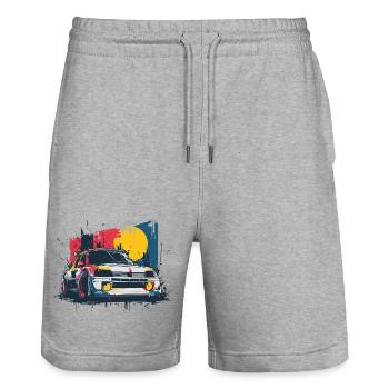 Retro Turbo 16 Rennwagen - Stanley/Stella Unisex Bio Joggingshorts Trainer  - Grau meliert - Vorne - Nik (191cm) & Marisol (170cm)