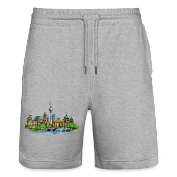 Skyline de Berlin - Short de jogging bio TRAINER Stanley/Stella unisexe - gris chiné - Devant - Nik (191cm) & Marisol (170cm)