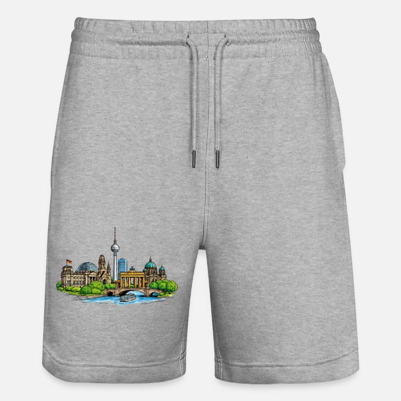 Skyline de Berlin - Short de jogging bio TRAINER Stanley/Stella unisexe - gris chiné