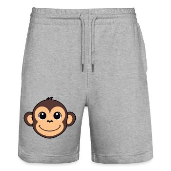 Fröhlicher Affe Cartoon - Stanley/Stella Unisex Bio Joggingshorts Trainer  - Grau meliert - Vorne - Nik (191cm) & Marisol (170cm)