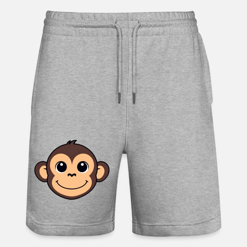 Dessin animé du singe joyeux - Short de jogging bio TRAINER Stanley/Stella unisexe - gris chiné