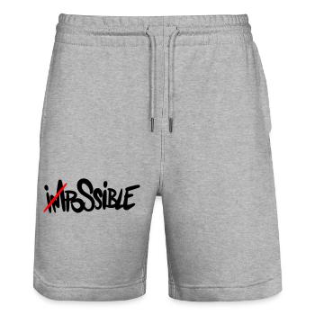 possible Everything is possible - Stanley/Stella Trainer Unisex Organic Jogging Shorts - heather grey - Front - Nik (191cm) & Marisol (170cm)