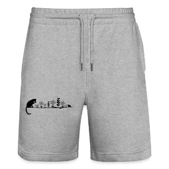 Katze & Maus – Minimal Black Design - Stanley/Stella Unisex Bio Joggingshorts Trainer  - Grau meliert - Vorne - Nik (191cm) & Marisol (170cm)