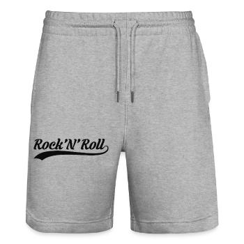 Rock'N'Roll Vintage Script - Stanley/Stella Trainer Unisex Organic Jogging Shorts - heather grey - Front - Nik (191cm) & Marisol (170cm)
