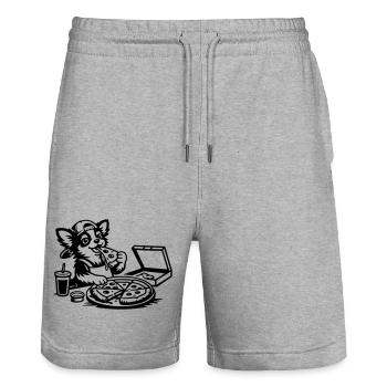 chihuahua pizza essen kinder  - Stanley/Stella Unisex Bio Joggingshorts Trainer  - Grau meliert - Vorne - Nik (191cm) & Marisol (170cm)