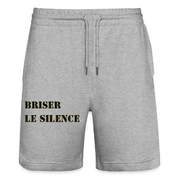BREAKING THE SILENCE - Stanley/Stella Trainer Unisex Organic Jogging Shorts - heather grey - Front - Nik (191cm) & Marisol (170cm)