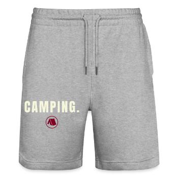 CAMPING. Minimalist Outdoor Success Design - Stanley/Stella Unisex Bio Joggingshorts Trainer  - Grau meliert - Vorne - Nik (191cm) & Marisol (170cm)