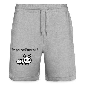 Und es beginnt von vorne! - Stanley/Stella Unisex Bio Joggingshorts Trainer  - Grau meliert - Vorne - Nik (191cm) & Marisol (170cm)
