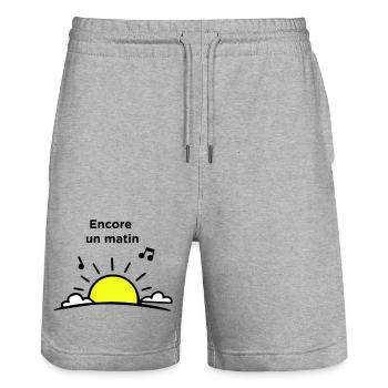 Encore un matin - Short de jogging bio TRAINER Stanley/Stella unisexe - gris chiné - Devant - Nik (191cm) & Marisol (170cm)