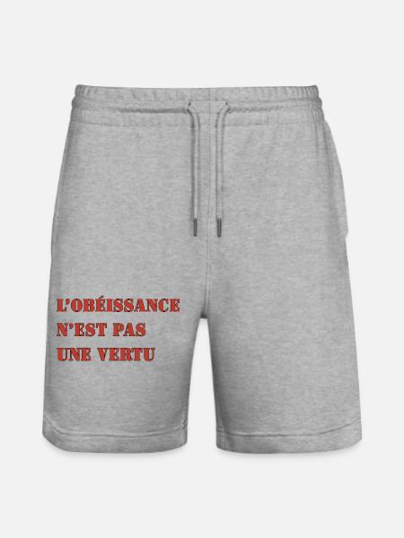 OBEDIENCE IS NOT A VIRTUE - Stanley/Stella Trainer Unisex Organic Jogging Shorts - heather grey