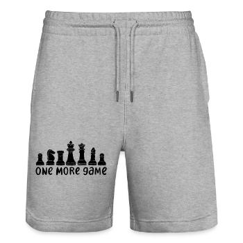 Chess Knight Motif – One More Game - Stanley/Stella Trainer Unisex Organic Jogging Shorts - heather grey - Front - Nik (191cm) & Marisol (170cm)