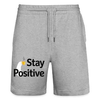 Stay Positive Coffee Mug - Stanley/Stella Trainer Unisex Organic Jogging Shorts - heather grey - Front - Nik (191cm) & Marisol (170cm)