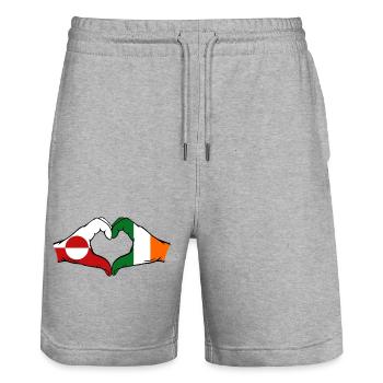 Grönland Irland Flagge Hände Herzform - Stanley/Stella Unisex Bio Joggingshorts Trainer  - Grau meliert - Vorne - Nik (191cm) & Marisol (170cm)