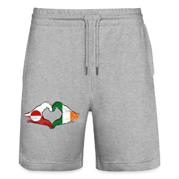 Drapeau du Groenland Irlande Mains Forme de cœur utilisé - Short de jogging bio TRAINER Stanley/Stella unisexe - gris chiné - Devant - Nik (191cm) & Marisol (170cm)