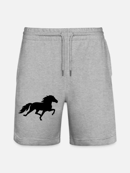 Islandpferd im Rennpass - Stanley/Stella Unisex Bio Joggingshorts Trainer - Grau meliert