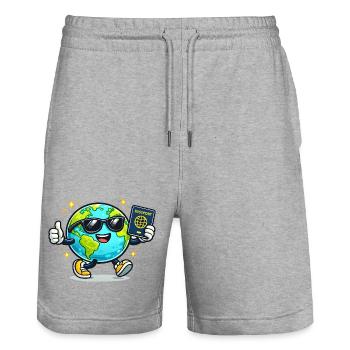 Globe Buddy Pass-Abenteuer - Stanley/Stella Unisex Bio Joggingshorts Trainer  - Grau meliert - Vorne - Nik (191cm) & Marisol (170cm)