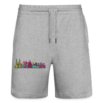 Montpellier City Skyline Arc de Triomphe Art - Stanley/Stella Trainer Unisex Organic Jogging Shorts - heather grey - Front - Nik (191cm) & Marisol (170cm)