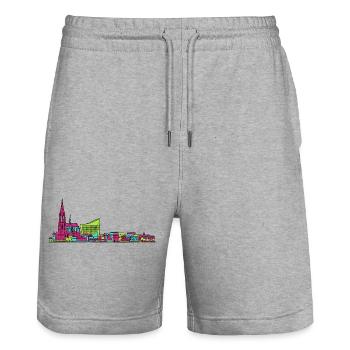 Skyline de la cathédrale de Strasbourg City City Line Art - Short de jogging bio TRAINER Stanley/Stella unisexe - gris chiné - Devant - Nik (191cm) & Marisol (170cm)