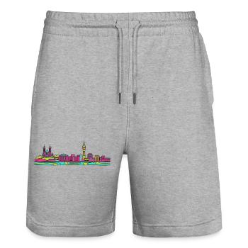 Basilique Skyline de la ville de Lyon Modern Line Art - Short de jogging bio TRAINER Stanley/Stella unisexe - gris chiné - Devant - Nik (191cm) & Marisol (170cm)